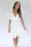 Blossom Ruffle Sleeve Midi Dress - White - Anderson Ave boutique