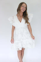Blossom Ruffle Sleeve Midi Dress - White - Anderson Ave boutique