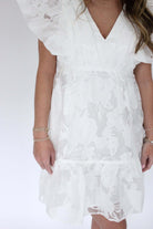 Blossom Ruffle Sleeve Midi Dress - White - Anderson Ave boutique