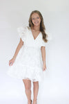 Blossom Ruffle Sleeve Midi Dress - White - Anderson Ave boutique