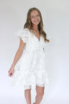 Blossom Ruffle Sleeve Midi Dress - White - Anderson Ave boutique