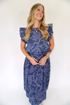 Blue Floral Tiered Midi Skirt - Anderson Ave boutique