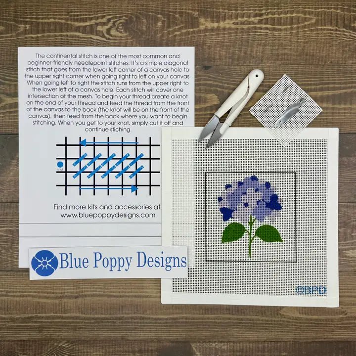 Blue Hydrangea Needlepoint Kit - Anderson Ave boutique