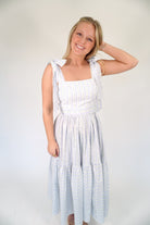 Bluebell Floral Tiered Midi Dress | Tie - Shoulder Sundress - Light Blue - Anderson Ave boutique