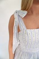 Bluebell Floral Tiered Midi Dress | Tie - Shoulder Sundress - Light Blue - Anderson Ave boutique