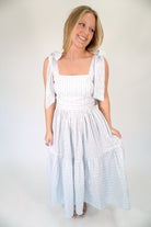 Bluebell Floral Tiered Midi Dress | Tie - Shoulder Sundress - Light Blue - Anderson Ave boutique