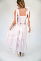 Bluebell Floral Tiered Midi Dress | Tie - Shoulder Sundress - Light Pink - Anderson Ave boutique