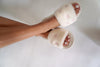 Blush Bow Plush Slide Slippers - White / Pink - Anderson Ave boutique