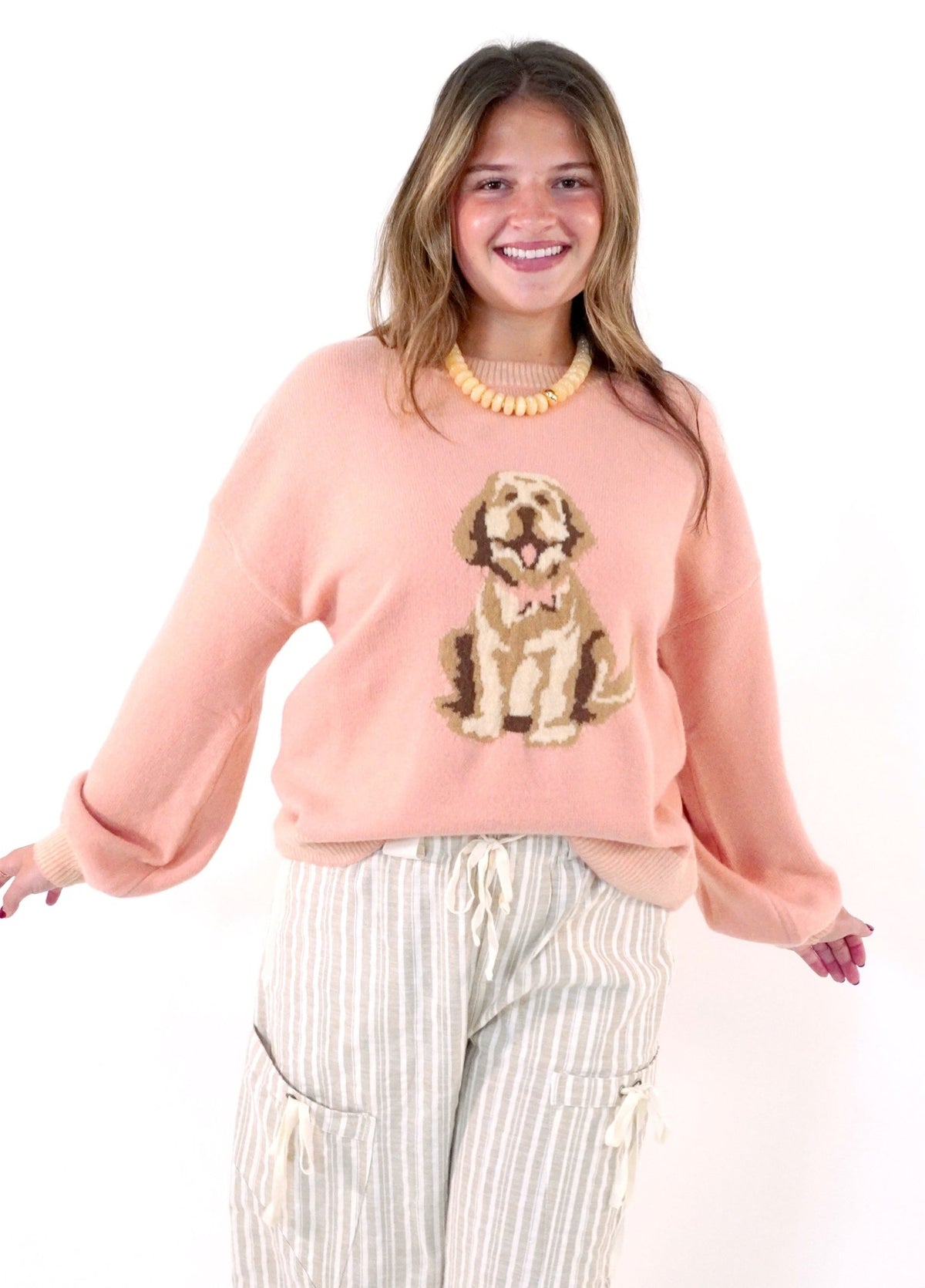 Blush Doodle Sweater - Anderson Ave boutique
