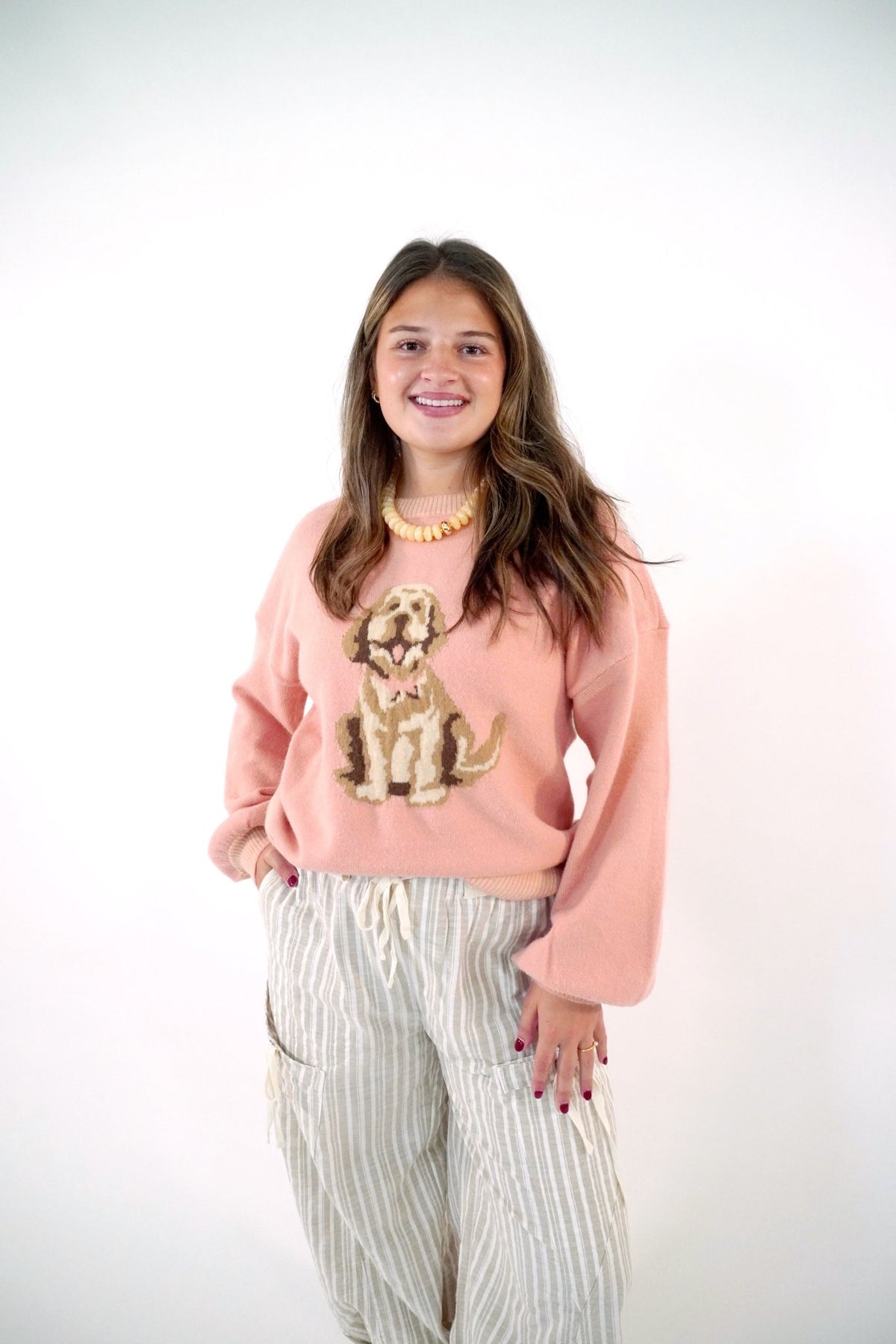 Blush Doodle Sweater - Anderson Ave boutique