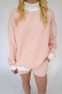 Blush Pink Striped Lounge Shorts - Anderson Ave boutique