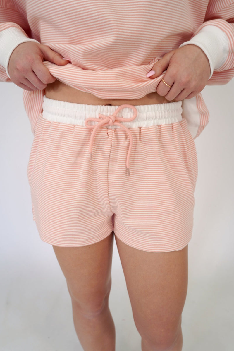 Blush Pink Striped Lounge Shorts - Anderson Ave boutique
