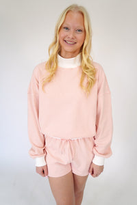 Blush Pink Striped Lounge Shorts - Anderson Ave boutique