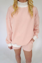 Blush Pink Striped Mock Neck Lounge Top - Anderson Ave boutique