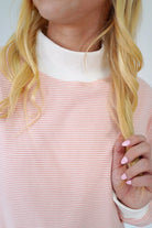 Blush Pink Striped Mock Neck Lounge Top - Anderson Ave boutique