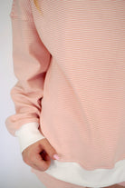Blush Pink Striped Mock Neck Lounge Top - Anderson Ave boutique