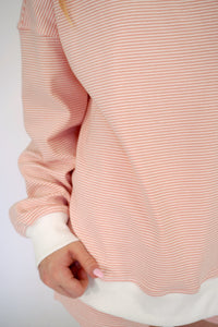 Blush Pink Striped Mock Neck Lounge Top - Anderson Ave boutique