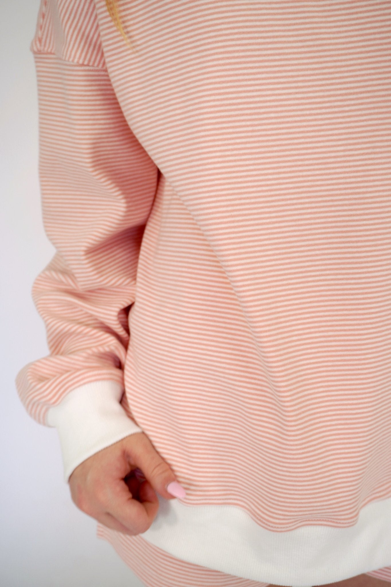 Blush Pink Striped Mock Neck Lounge Top - Anderson Ave boutique