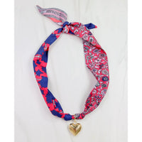 Bold Heart Scarf Necklace – Pink & Blue Floral Statement Accessory - Anderson Ave boutique