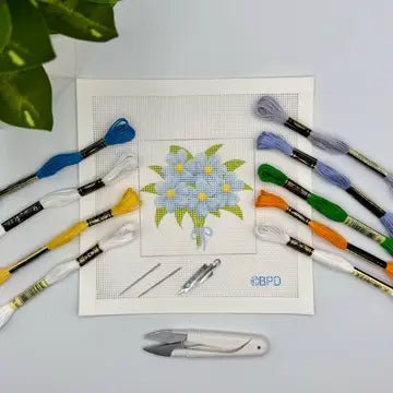 Bouquet of Blue Flowers Needlepoint Kit - Anderson Ave boutique