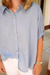 Breeze Striped Button - Down - Blue - Anderson Ave boutique