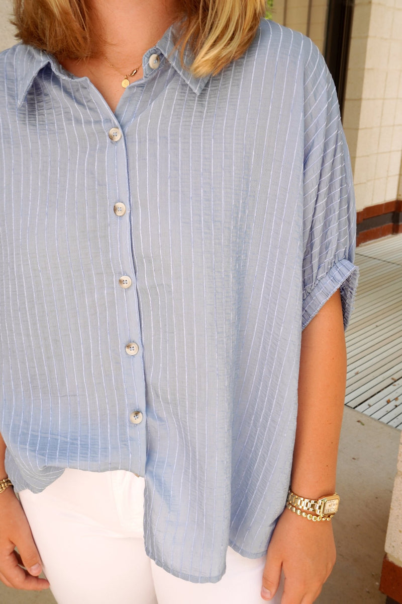 Breeze Striped Button - Down - Blue - Anderson Ave boutique