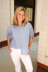 Breeze Striped Button - Down - Blue - Anderson Ave boutique