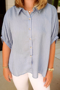Breeze Striped Button - Down - Blue - Anderson Ave boutique
