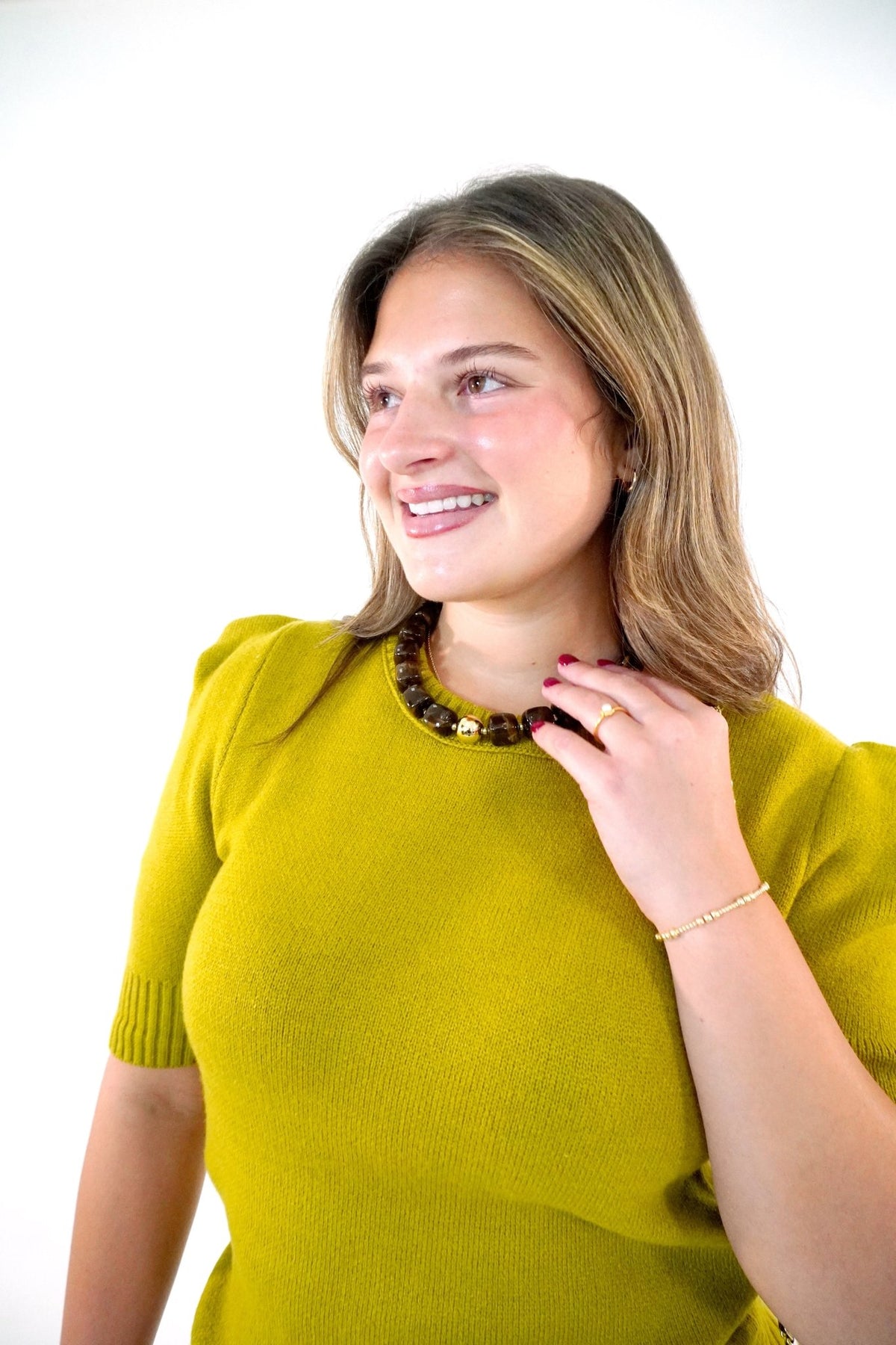 Brown Cube Bead Necklace - Anderson Ave boutique