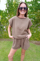 Brown Striped Lounge Set - Anderson Ave boutique