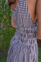 Brown & White Smocked Midi Dress - Anderson Ave boutique