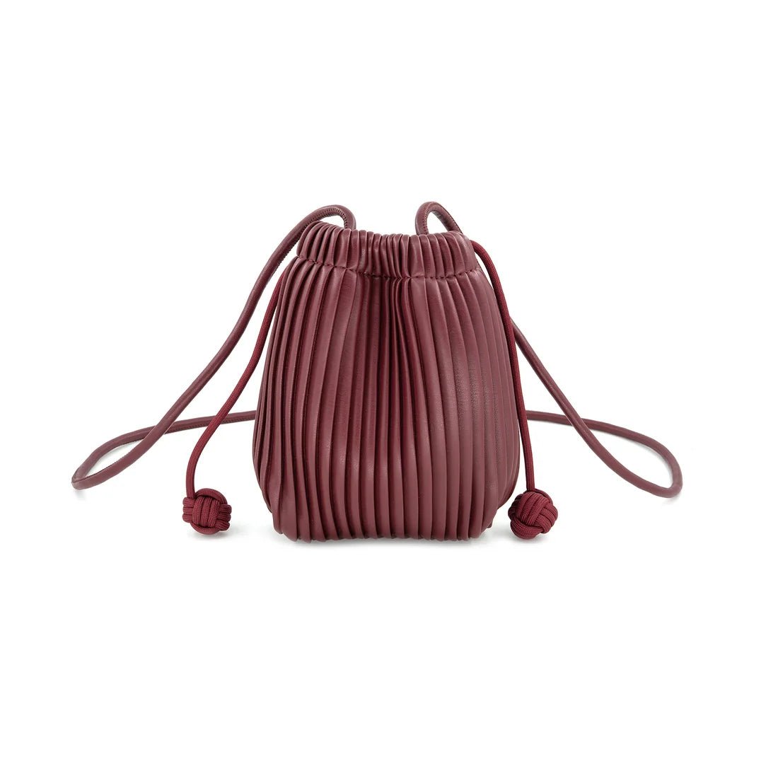 Burgundy Pleated Mini Drawstring Crossbody Bag - Anderson Ave boutique