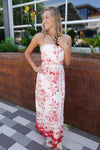 Bursting Blooms Maxi Dress - Red - Anderson Ave boutique