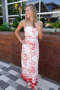Bursting Blooms Maxi Dress - Red - Anderson Ave boutique