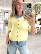 Butter Yellow Button Front Puff Sleeve Top - Anderson Ave boutique