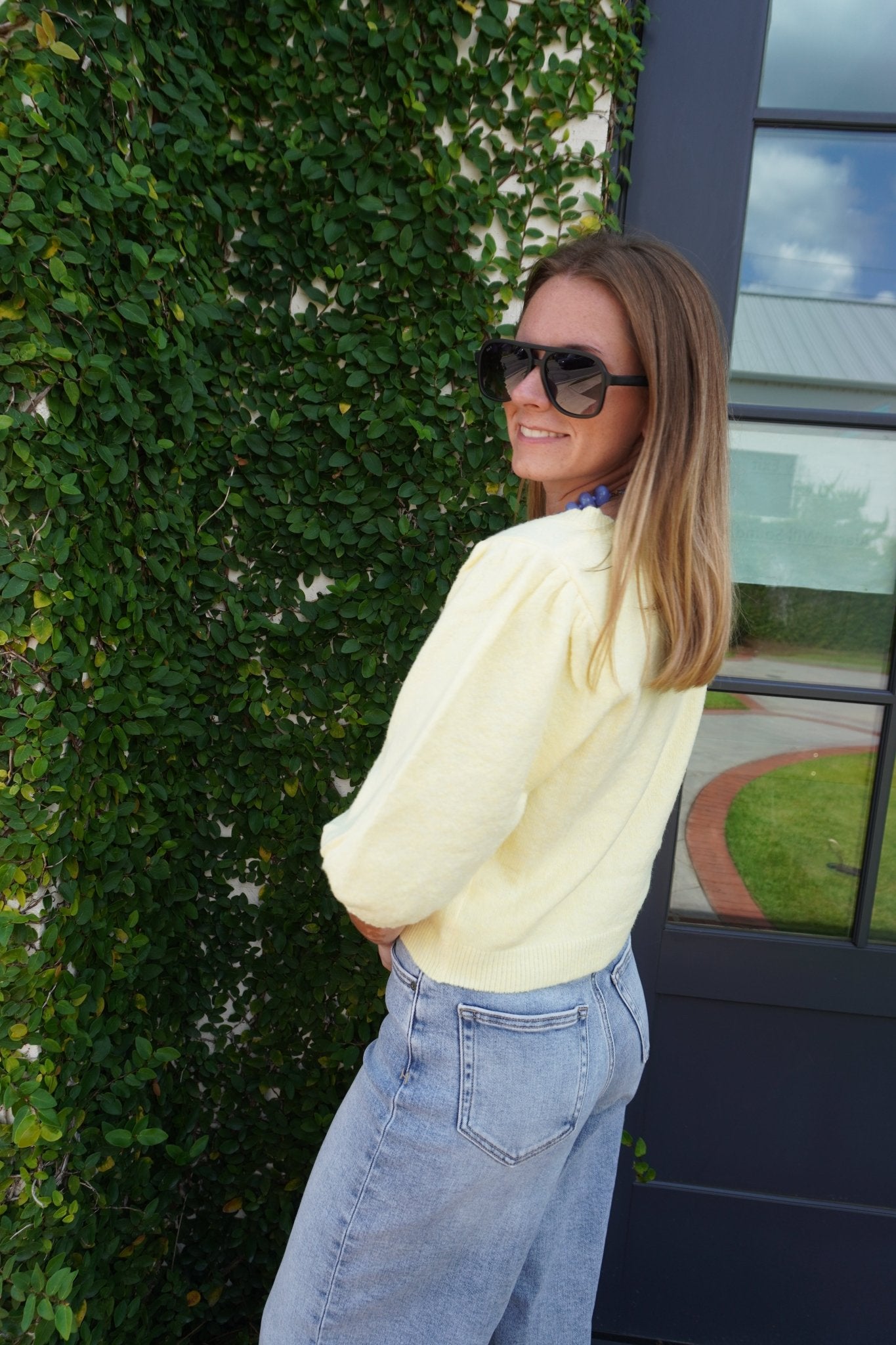 Butter Yellow Button Front Puff Sleeve Top - Anderson Ave boutique