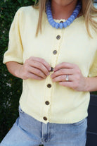 Butter Yellow Button Front Puff Sleeve Top - Anderson Ave boutique
