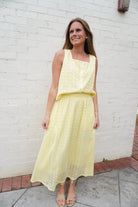 Butter Yellow Eyelet Button Front Top - Anderson Ave boutique