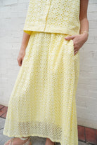 Butter Yellow Eyelet Midi Skirt - Anderson Ave boutique