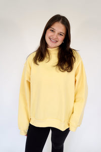 Butter Yellow Mock Neck Cozy Sweatshirt - Anderson Ave boutique