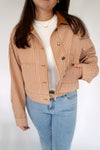 Carmel Striped Cropped Barn Jacket with Corduroy Collar - Anderson Ave boutique