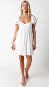 Celeste Puff Sleeve Cotton Babydoll Dress – White - Anderson Ave boutique