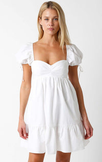 Celeste Puff Sleeve Cotton Babydoll Dress – White - Anderson Ave boutique