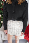 Chanelle Tweed High - Waisted Skort - cream / Black - Anderson Ave boutique