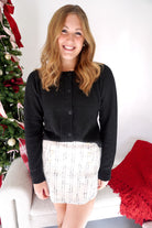 Chanelle Tweed High - Waisted Skort - cream / Black - Anderson Ave boutique