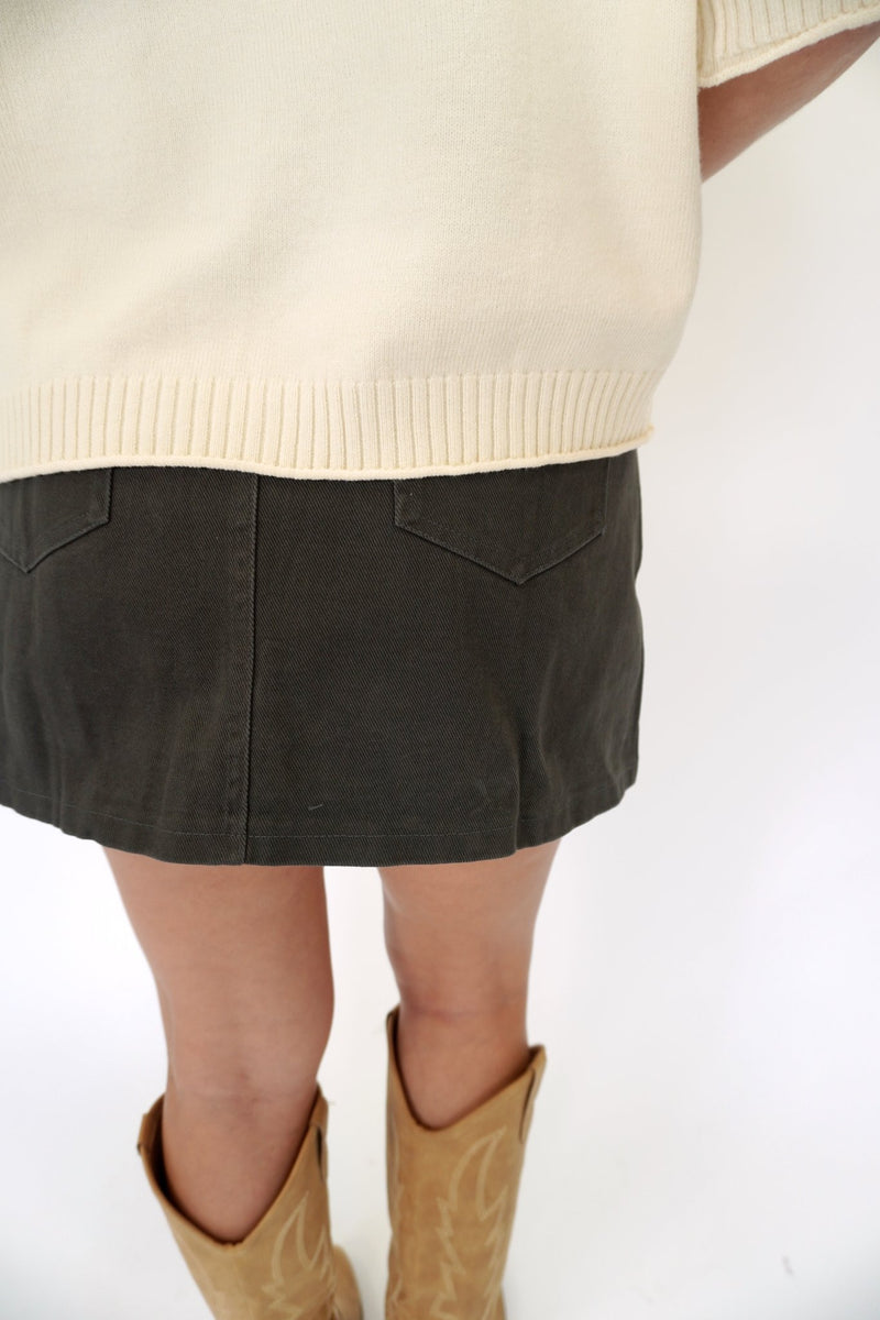 Charcoal Denim Skort - Anderson Ave boutique