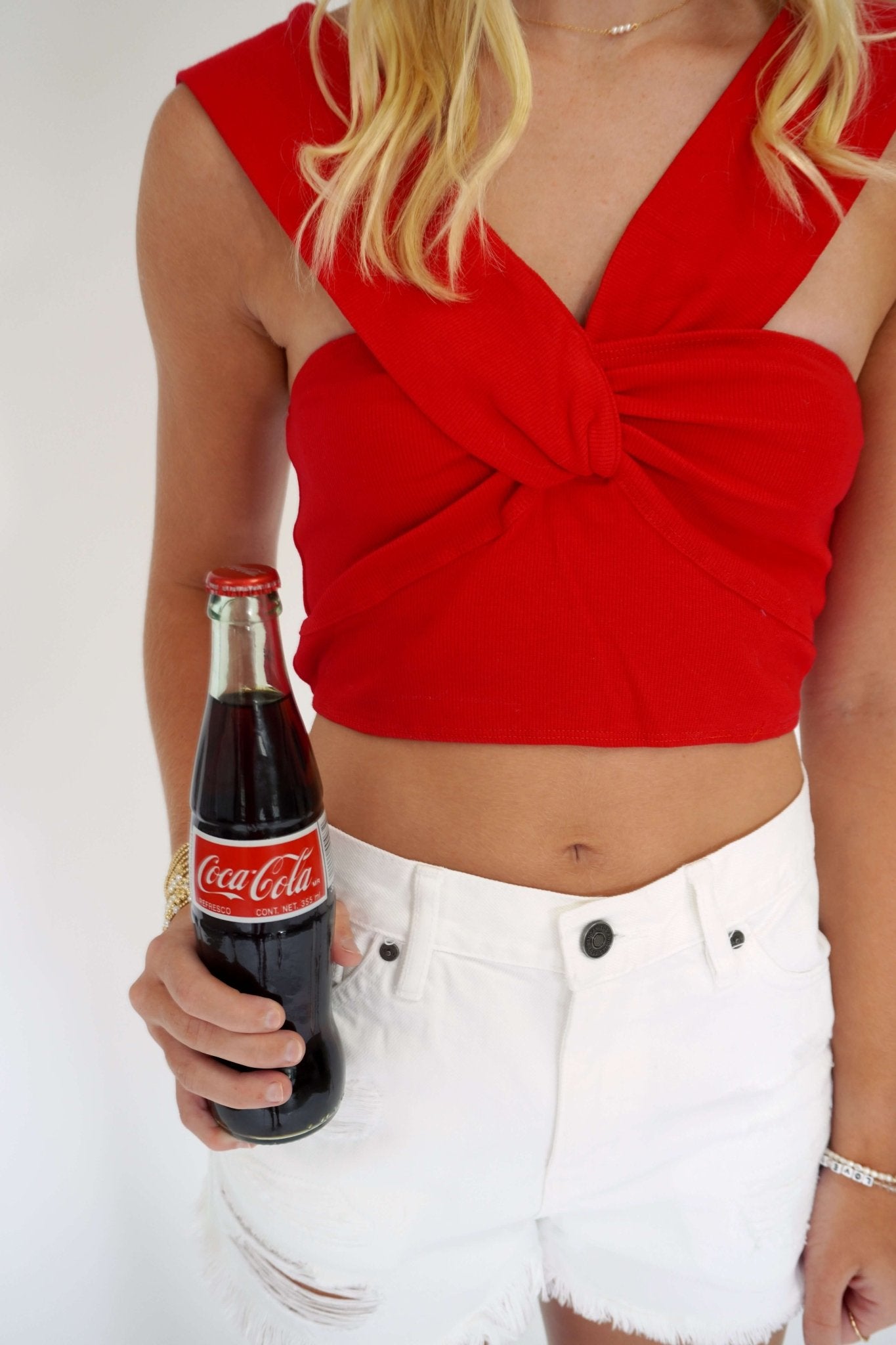 Cherry Twist Crop Top - Red - Anderson Ave boutique