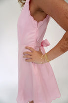 Chloe Scalloped Trim Self - Tie Flared Mini Dress - Anderson Ave boutique