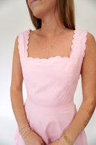 Chloe Scalloped Trim Self - Tie Flared Mini Dress - Anderson Ave boutique