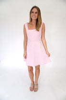 Chloe Scalloped Trim Self - Tie Flared Mini Dress - Anderson Ave boutique